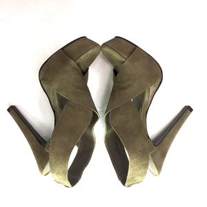 Diane von Furstenberg Olive Suede Slingback Sandal